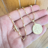 Conjunto Corrente com Pingente + Pulseira Masculina 100% Moeda Antiga com 10 Camadas de Banho de Ouro e Invernizada