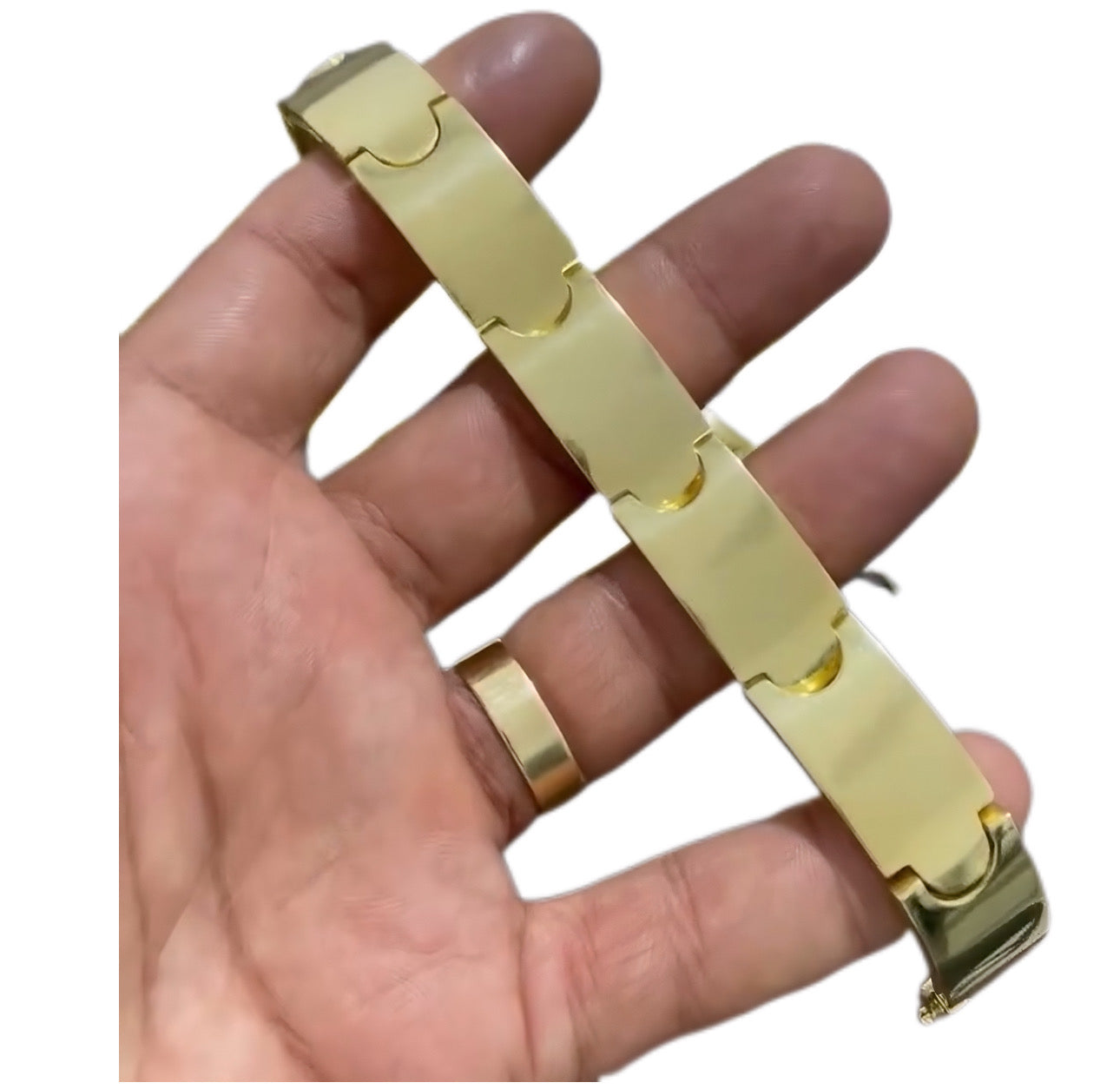 Bracelete 15mm Moeda Antiga Cor e Brilho idêntico a Ouro Feixo Gaveta Pulseira Masculina