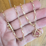 Corrente Masculina Com Pingente e Pulseira 3mm Modelo Tijolinho Moeda Antiga Banhada com 10 Camadas de Ouro 18k e Invernizada kit Conjunto