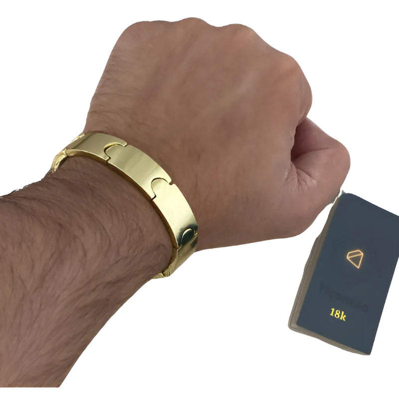 Bracelete 15mm Moeda Antiga Cor e Brilho idêntico a Ouro Feixo Gaveta Pulseira Masculina