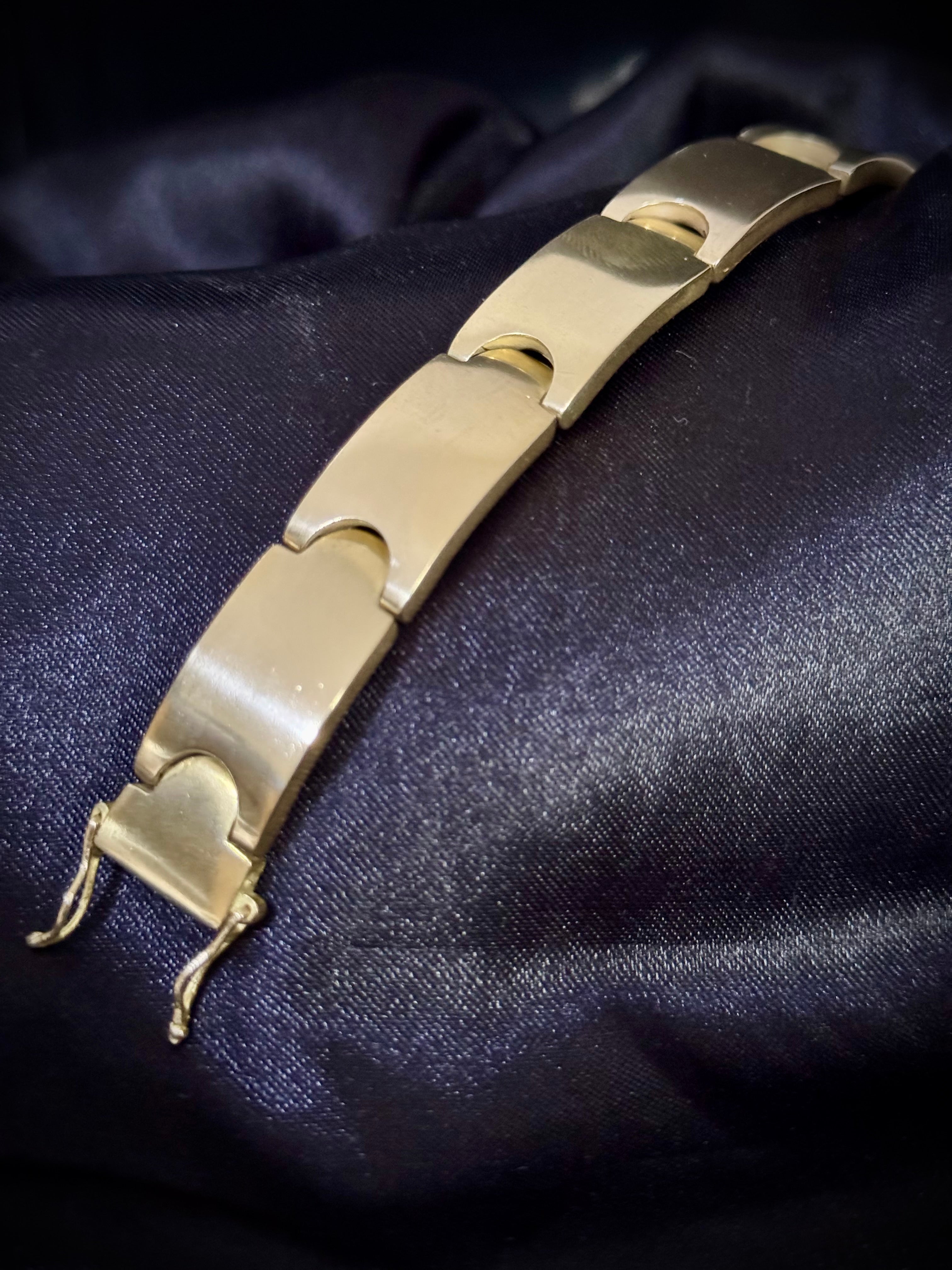 Bracelete 15mm Moeda Antiga Cor e Brilho idêntico a Ouro Feixo Gaveta Pulseira Masculina