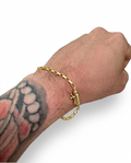 Pulseira Tijolinho Moeda Antiga Banhada a Ouro 18k e Invernizada 3mm Feixo Canhão 10 camadas de banho de Ouro