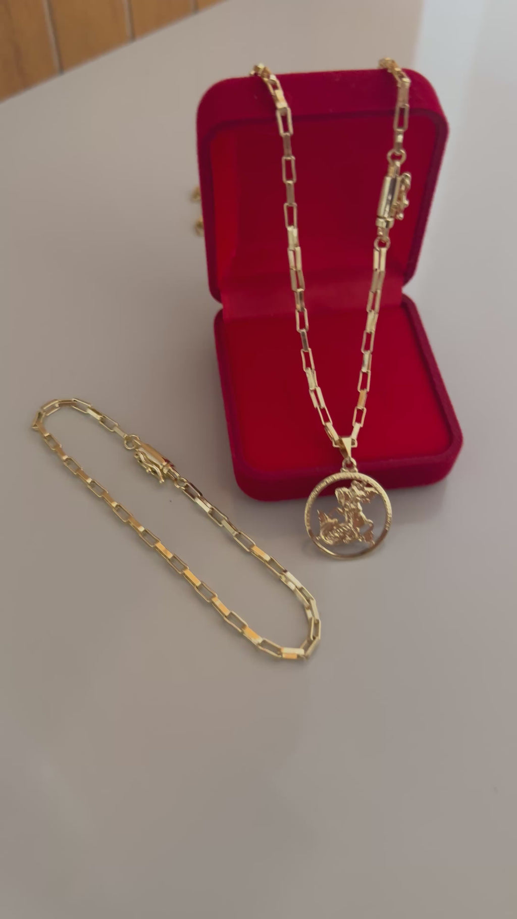 Conjunto Corrente com Pingente + Pulseira Masculina 100% Moeda Antiga Banhada a Ouro 18k e Invernizadas