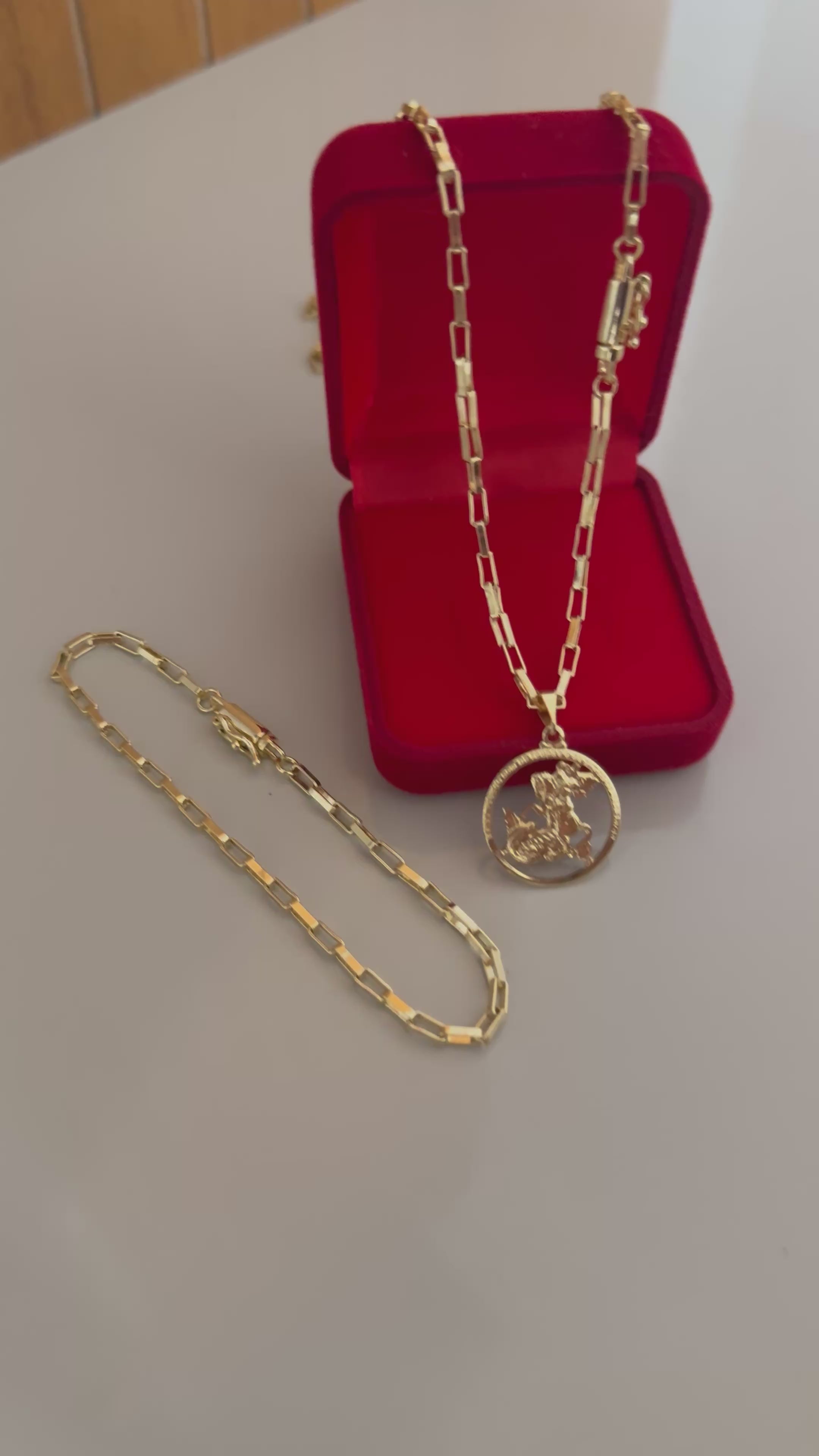 Conjunto Corrente com Pingente + Pulseira Masculina 100% Moeda Antiga Banhada a Ouro 18k e Invernizadas